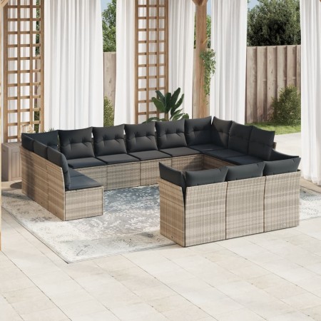 Set sofás de jardín con cojines 13 piezas ratán sintético gris de , Conjuntos de jardín - Ref: Foro24-3218452, Precio: 899,49...