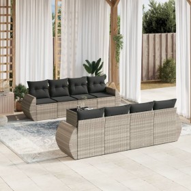 Set muebles jardín 9 pzas y cojines ratán sintético gris claro de , Conjuntos de jardín - Ref: Foro24-3253489, Precio: 697,12...
