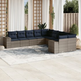 Set sofás jardín 10 pzas con cojines ratán sintético gris claro de , Conjuntos de jardín - Ref: Foro24-3255449, Precio: 707,3...