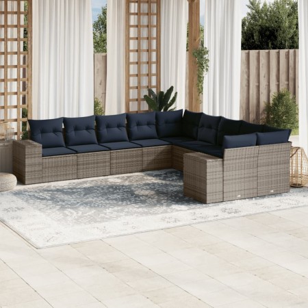 Set sofás jardín 10 pzas con cojines ratán sintético gris claro de , Conjuntos de jardín - Ref: Foro24-3255449, Precio: 707,3...