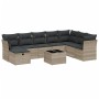Set muebles jardín 9 pzas y cojines ratán sintético gris claro de , Conjuntos de jardín - Ref: Foro24-3263288, Precio: 597,10...