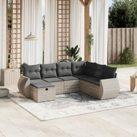 Set de sofás de jardín 7 pzas con cojines ratán PE gris claro de , Conjuntos de jardín - Ref: Foro24-3264148, Precio: 506,54 ...