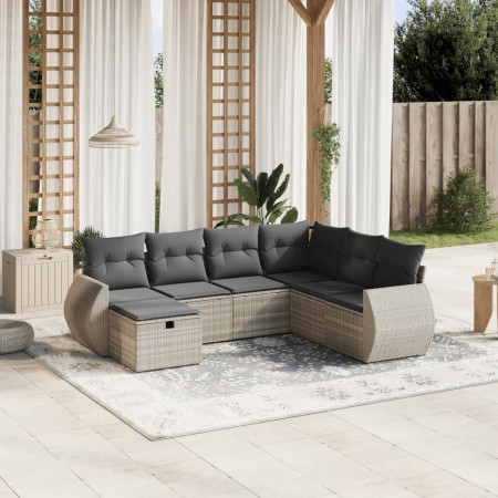 Set de sofás de jardín 7 pzas con cojines ratán PE gris claro de , Conjuntos de jardín - Ref: Foro24-3264148, Precio: 506,54 ...
