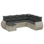 Set de sofás de jardín 7 pzas con cojines ratán PE gris claro de , Conjuntos de jardín - Ref: Foro24-3264148, Precio: 506,54 ...