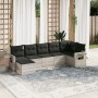 Set de sofás de jardín 7 pzas con cojines ratán PE gris claro de , Conjuntos de jardín - Ref: Foro24-3220481, Precio: 481,64 ...