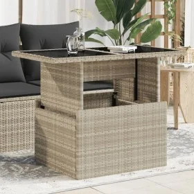 Mesa jardín superficie vidrio ratán PE gris claro 100x55x73 cm de , Mesas de jardín - Ref: Foro24-366183, Precio: 121,50 €, D...