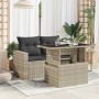 Mesa jardín superficie vidrio ratán PE gris claro 100x55x73 cm de , Mesas de jardín - Ref: Foro24-366183, Precio: 116,79 €, D...