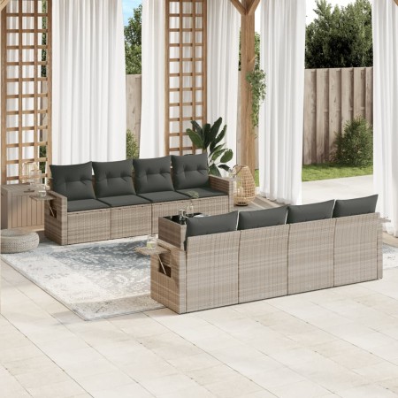 Set muebles jardín 9 pzas y cojines ratán sintético gris claro de , Conjuntos de jardín - Ref: Foro24-3219951, Precio: 618,53...