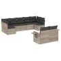 Set muebles jardín 9 pzas y cojines ratán sintético gris claro de , Conjuntos de jardín - Ref: Foro24-3220621, Precio: 610,35...