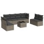 Set de muebles de jardín 9 pzas y cojines ratán sintético gris en Conjuntos de jardín | Comprar online en Foru.es