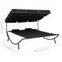 Tumbona de jardín con toldo y cojines negro de vidaXL, Camas para exteriores - Ref: Foro24-313521, Precio: 139,90 €, Descuent...
