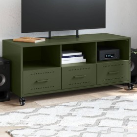 Mueble de TV de acero verde oliva 100,5x39x43,5 cm de , Muebles TV - Ref: Foro24-846696, Precio: 119,08 €, Descuento: %