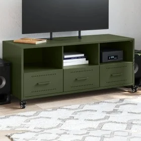 Mueble de TV de acero verde oliva 100,5x39x43,5 cm de , Muebles TV - Ref: Foro24-846696, Precio: 117,55 €, Descuento: %