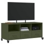 Mueble de TV de acero verde oliva 100,5x39x43,5 cm de , Muebles TV - Ref: Foro24-846696, Precio: 119,08 €, Descuento: %