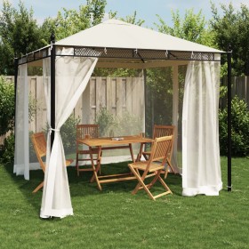 Cenador con paredes de malla acero crema 2,93x2,93 m de , Carpas y cenadores - Ref: Foro24-368434, Precio: 307,42 €, Descuent...
