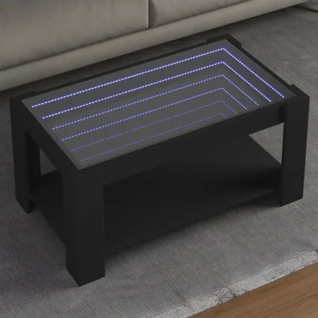 Mesa de centro con LED madera de ingeniería negro 93x53x45 cm de , Mesas de centro - Ref: Foro24-847554, Precio: 139,78 €, De...