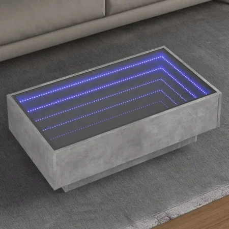 Mesa de centro y LED madera ingeniería gris hormigón 90x50x30cm by , Coffee table - Ref: Foro24-847521, Price: 138,80 €, Disc...