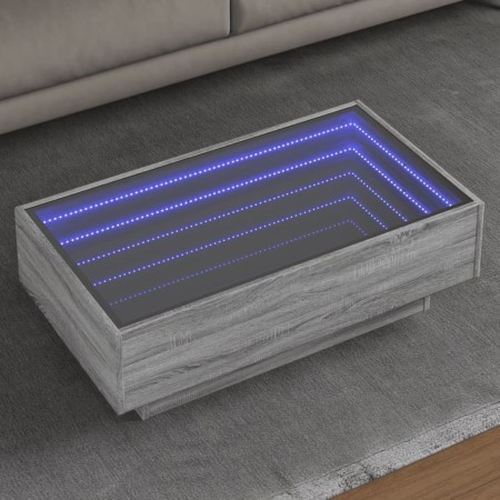 Mesa de centro y LED madera ingeniería gris Sonoma 90x50x30 cm de , Mesas de centro - Ref: Foro24-847523, Precio: 137,92 €, D...