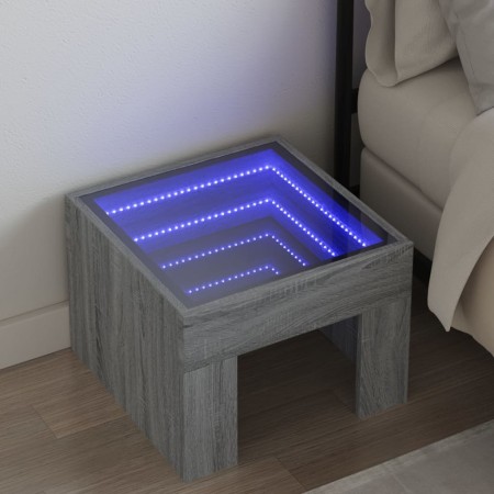 Mesa de centro con Infinity LED gris Sonoma 40x40x30 cm de , Mesitas de noche - Ref: Foro24-3284075, Precio: 66,32 €, Descuen...