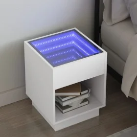 Mesita de noche con Infinity LED blanca 40x40x50 cm de , Mesitas de noche - Ref: Foro24-3284077, Precio: 59,68 €, Descuento: %