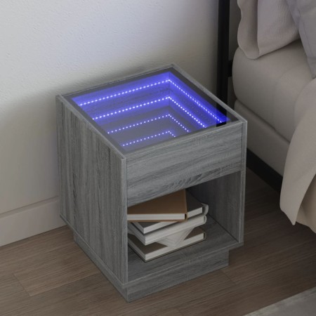 Mesa de centro con Infinity LED gris Sonoma 40x40x50 cm de , Mesitas de noche - Ref: Foro24-3284082, Precio: 72,72 €, Descuen...