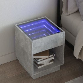Mesita de noche con Infinity LED gris hormigón 40x40x50 cm de , Mesitas de noche - Ref: Foro24-3284080, Precio: 74,08 €, Desc...