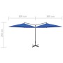 Sombrilla doble con palo de acero azul 600 cm de vidaXL, Sombrillas - Ref: Foro24-312569, Precio: 148,87 €, Descuento: %
