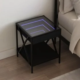 Mesita de noche con Infinity LED negra 40x40x49 cm de , Mesitas de noche - Ref: Foro24-3284096, Precio: 68,20 €, Descuento: %