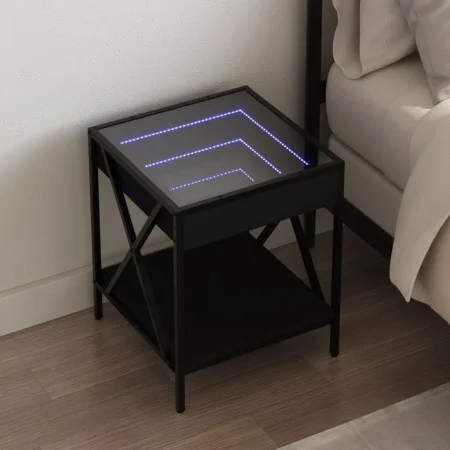 Mesita de noche con Infinity LED negra 40x40x49 cm de , Mesitas de noche - Ref: Foro24-3284096, Precio: 68,20 €, Descuento: %