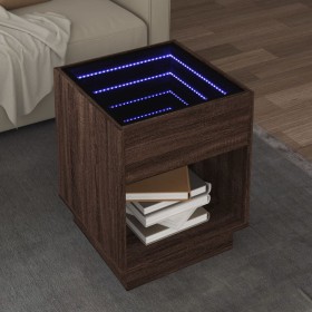 Mesa de centro con Infinity LED marrón roble 40x40x50 cm de , Mesas de centro - Ref: Foro24-847650, Precio: 69,21 €, Descuent...