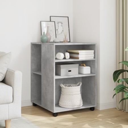 Mesa auxiliar ruedas madera ingeniería gris hormigón 55x60x78cm de , Armarios archivadores - Ref: Foro24-853158, Precio: 69,9...