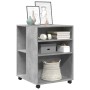 Mesa auxiliar ruedas madera ingeniería gris hormigón 55x60x78cm de , Armarios archivadores - Ref: Foro24-853158, Precio: 69,9...