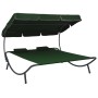 Tumbona de jardín con toldo y cojines verde de vidaXL, Camas para exteriores - Ref: Foro24-313522, Precio: 132,76 €, Descuent...