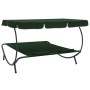 Tumbona de jardín con toldo y cojines verde de vidaXL, Camas para exteriores - Ref: Foro24-313522, Precio: 132,76 €, Descuent...