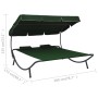 Tumbona de jardín con toldo y cojines verde de vidaXL, Camas para exteriores - Ref: Foro24-313522, Precio: 132,76 €, Descuent...
