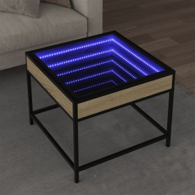 Mesa de centro con Infinity LED roble Sonoma 50x50x41 cm de , Mesas de centro - Ref: Foro24-847678, Precio: 67,82 €, Descuent...