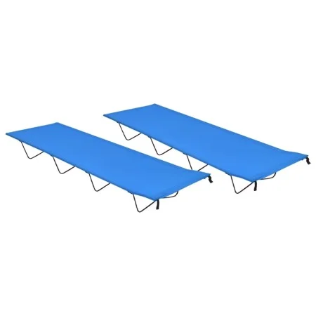 Camas de camping 2 uds tela Oxford y acero azul 180x60x19 cm de vidaXL, Catres - Ref: Foro24-312483, Precio: 57,77 €, Descuen...