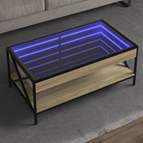 Mesa de centro con Infinity LED roble Sonoma 90x50x38 cm de , Mesas de centro - Ref: Foro24-847708, Precio: 100,53 €, Descuen...