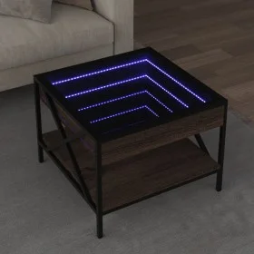 Mesa de centro con Infinity LED marrón roble 50x50x38 cm by , Coffee table - Ref: Foro24-847701, Price: 75,00 €, Discount: %
