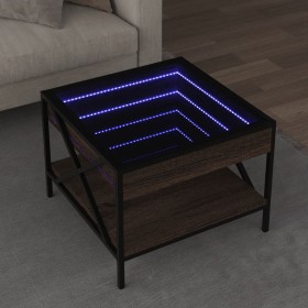 Mesa de centro con Infinity LED marrón roble 50x50x38 cm de , Mesas de centro - Ref: Foro24-847701, Precio: 75,98 €, Descuent...