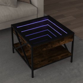 Mesa de centro con Infinity LED roble ahumado 50x50x38 cm de , Mesas de centro - Ref: Foro24-847699, Precio: 72,22 €, Descuen...