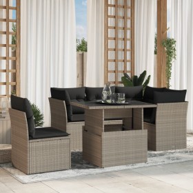 Set de sofás de jardín 6 pzas y cojines ratán sintético gris de , Conjuntos de jardín - Ref: Foro24-3266592, Precio: 458,87 €...