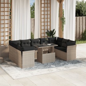 Set sofás jardín 10 pzas con cojines ratán sintético gris claro de , Conjuntos de jardín - Ref: Foro24-3266822, Precio: 727,4...