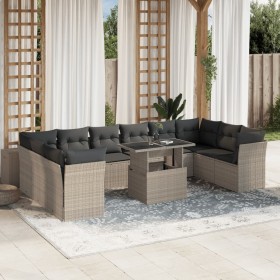 Set de sofás de jardín 11 pzas y cojines ratán sintético gris de , Conjuntos de jardín - Ref: Foro24-3266862, Precio: 871,22 ...