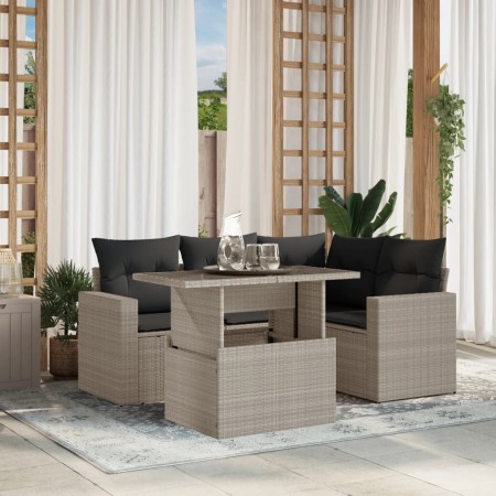 Set de sofás jardín y cojines 5 pzas ratán sintético gris claro de , Conjuntos de jardín - Ref: Foro24-3267252, Precio: 405,3...