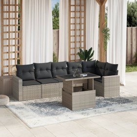 Set de sofás de jardín 7 pzas con cojines ratán PE gris claro de , Conjuntos de jardín - Ref: Foro24-3267292, Precio: 536,26 ...