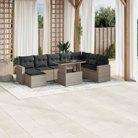 Set muebles jardín 9 pzas y cojines ratán sintético gris claro de , Conjuntos de jardín - Ref: Foro24-3267472, Precio: 637,90...