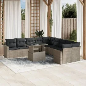 Set de sofás de jardín 11 pzas y cojines ratán sintético gris de , Conjuntos de jardín - Ref: Foro24-3267542, Precio: 848,21 ...