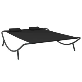 Tumbona de jardín de tela negro de vidaXL, Camas para exteriores - Ref: Foro24-313529, Precio: 105,79 €, Descuento: %