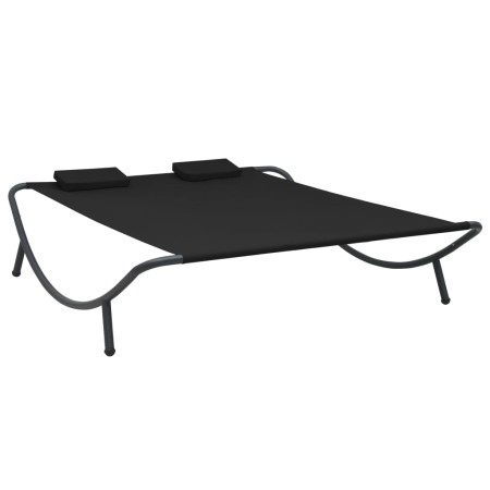 Tumbona de jardín de tela negro de vidaXL, Camas para exteriores - Ref: Foro24-313529, Precio: 107,13 €, Descuento: %